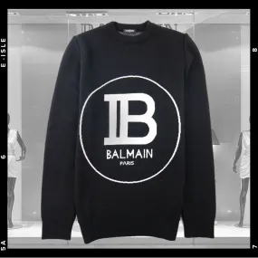 BALMAIN  |Crew Neck Long Sleeves Cotton Logo Luxury Sweatshirts