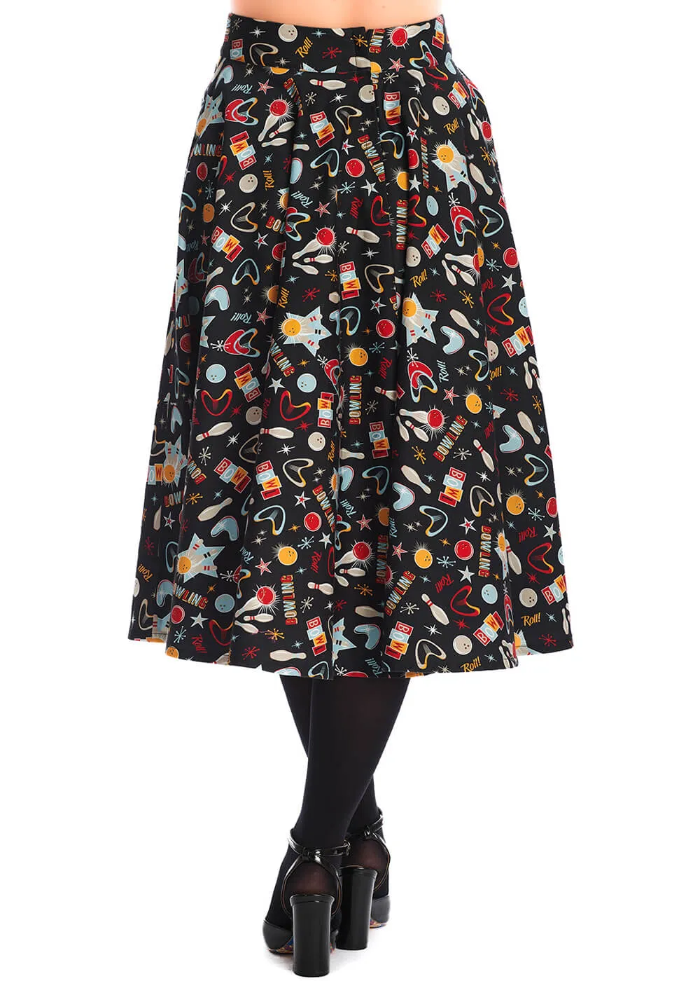 Banned Let's Go Bowling 50's Swing Skirt Black