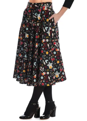 Banned Let's Go Bowling 50's Swing Skirt Black