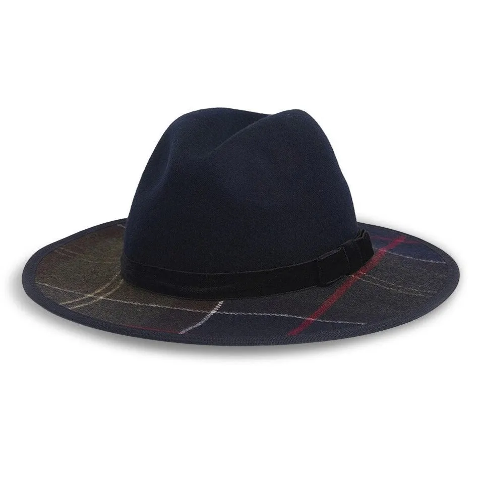 Barbour Women's Thornhill Fedora Hat in Classic Tartan/Navy