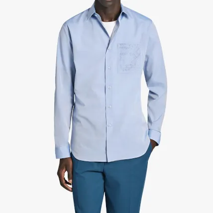 Berluti  |Chambray Shirt With Embroidered Scritto Pocket