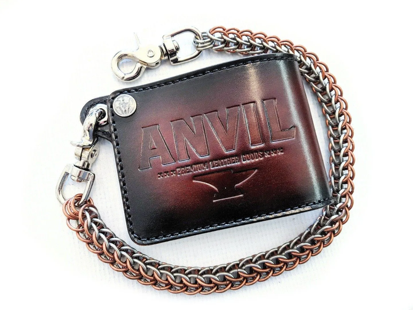 Bifold Leather Chain Wallet - Anvil Bold