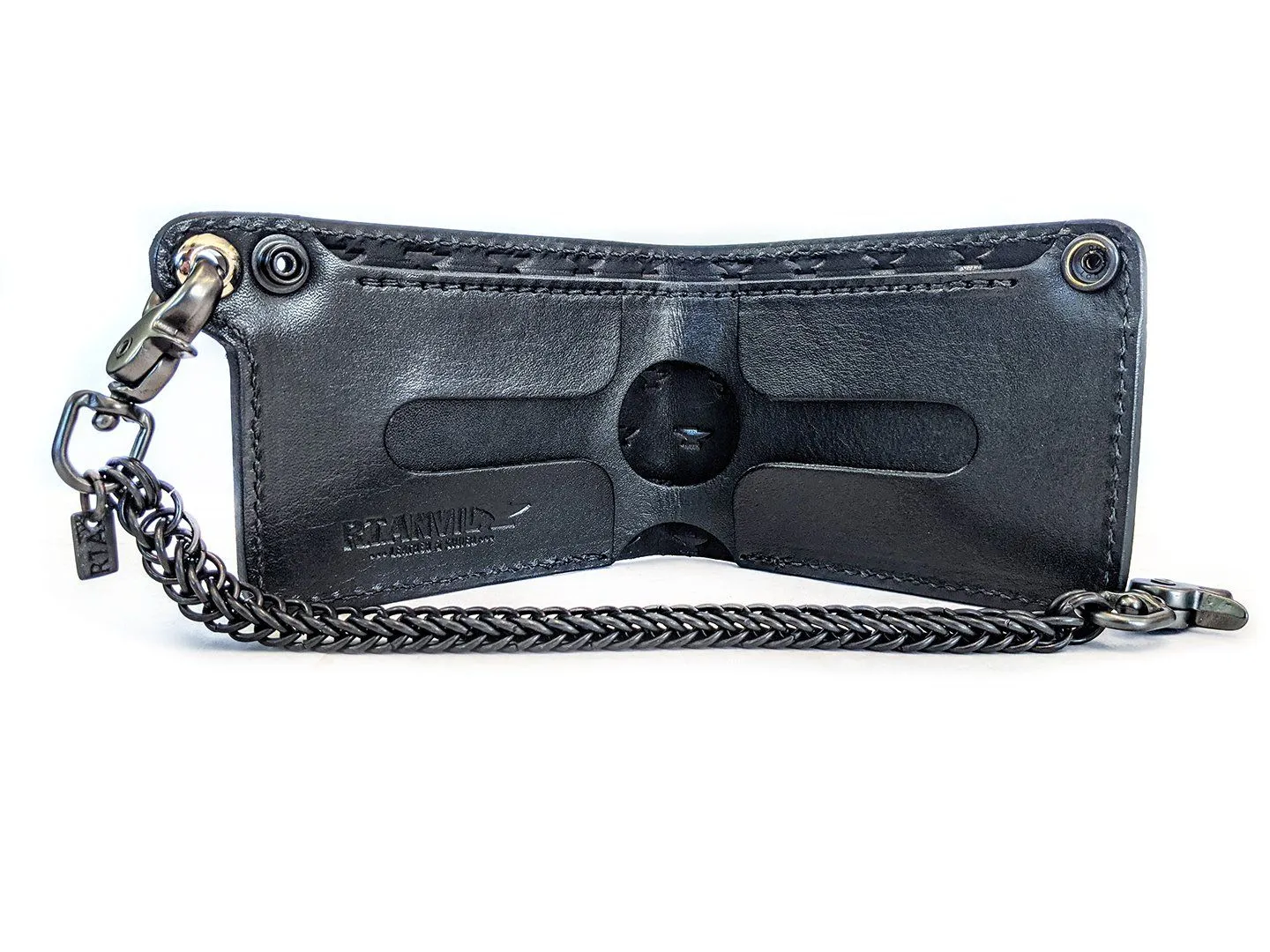 Bifold Leather Chain Wallet - Cholo Skull