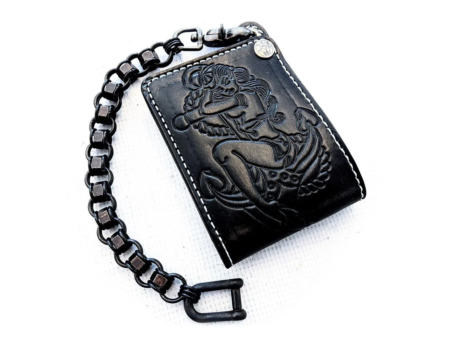 Bifold Leather Chain Wallet - Pin Up Sailor