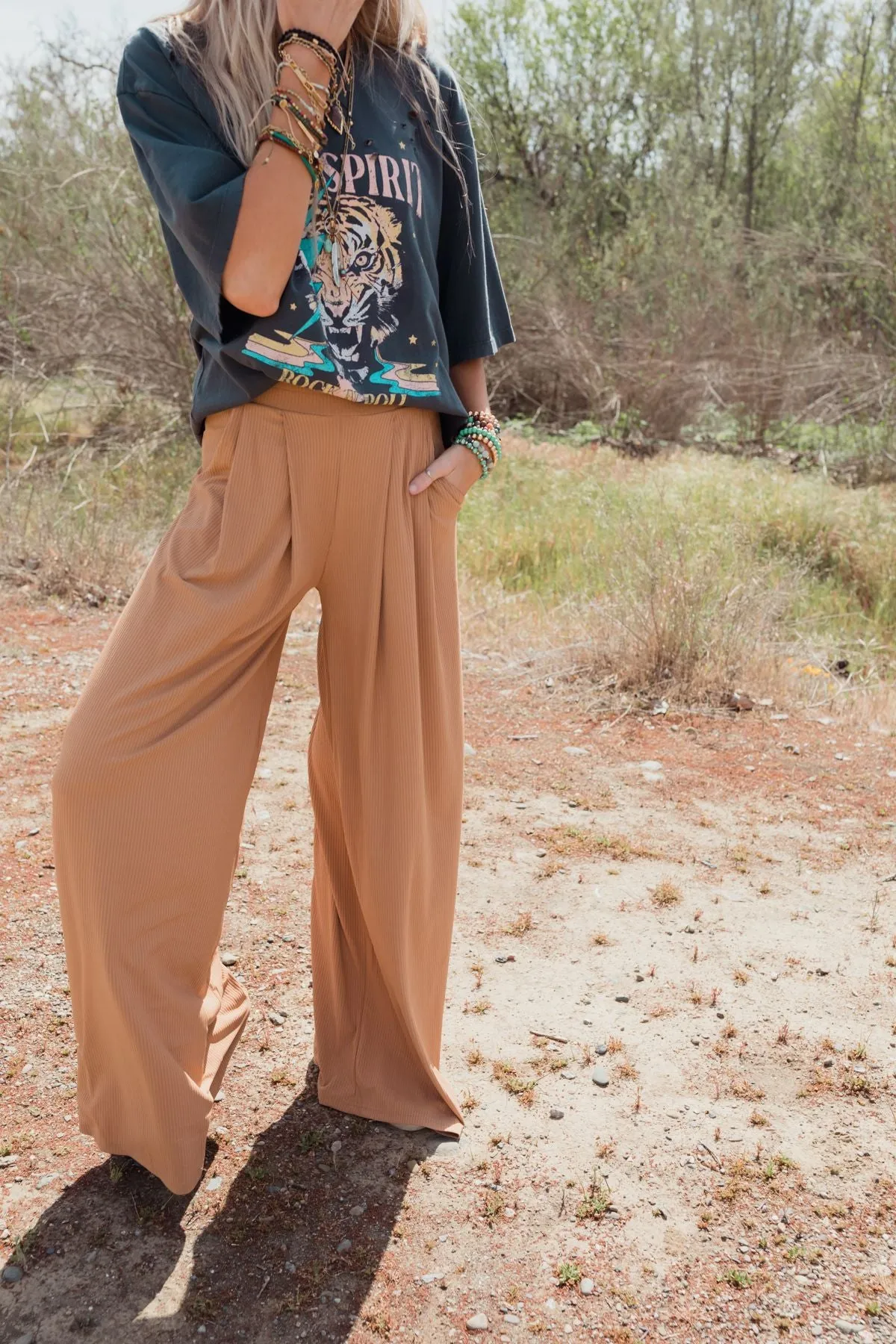 Big Thrills Palazzo Pants - Tan