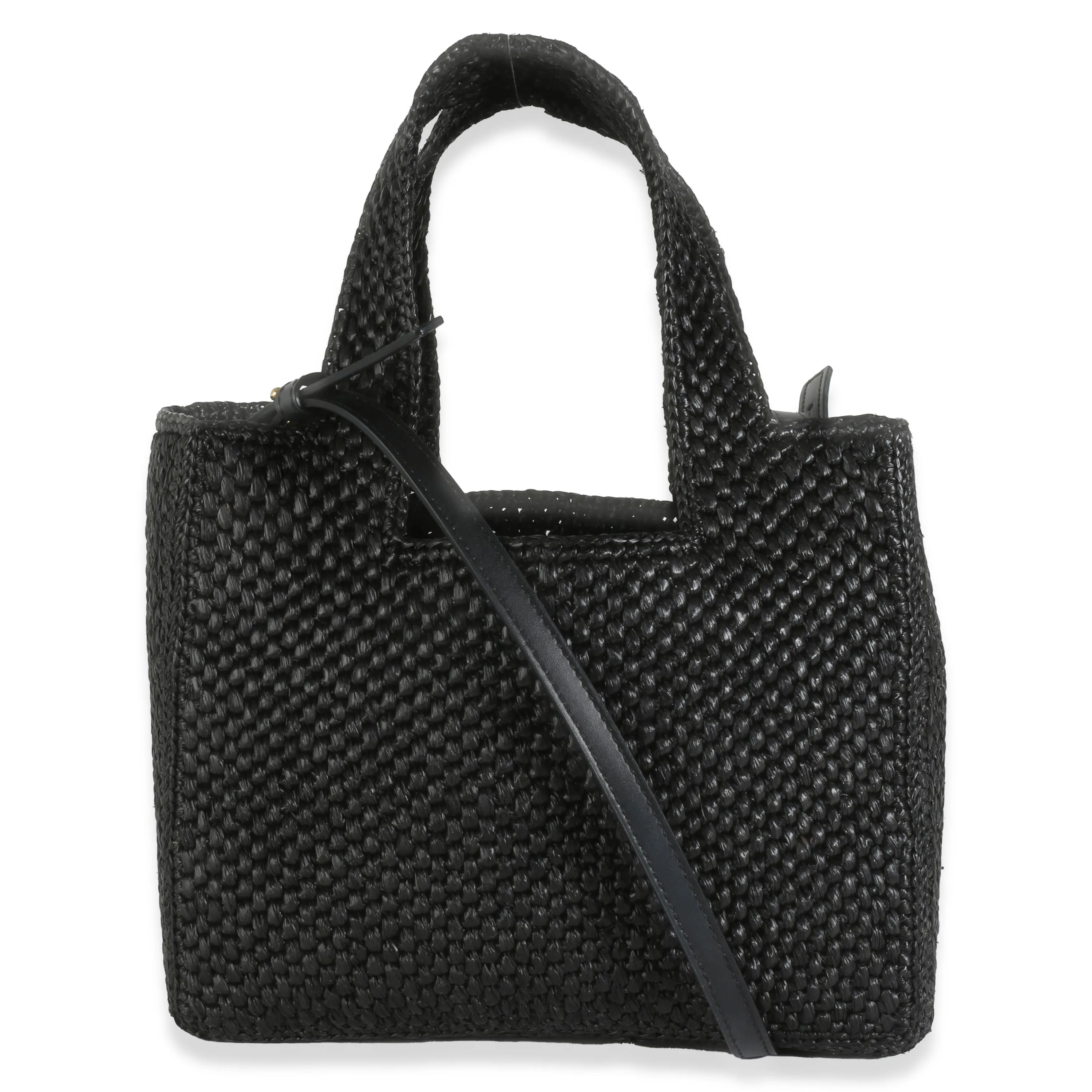 Black Raffia Blend Small Loewe Font Tote