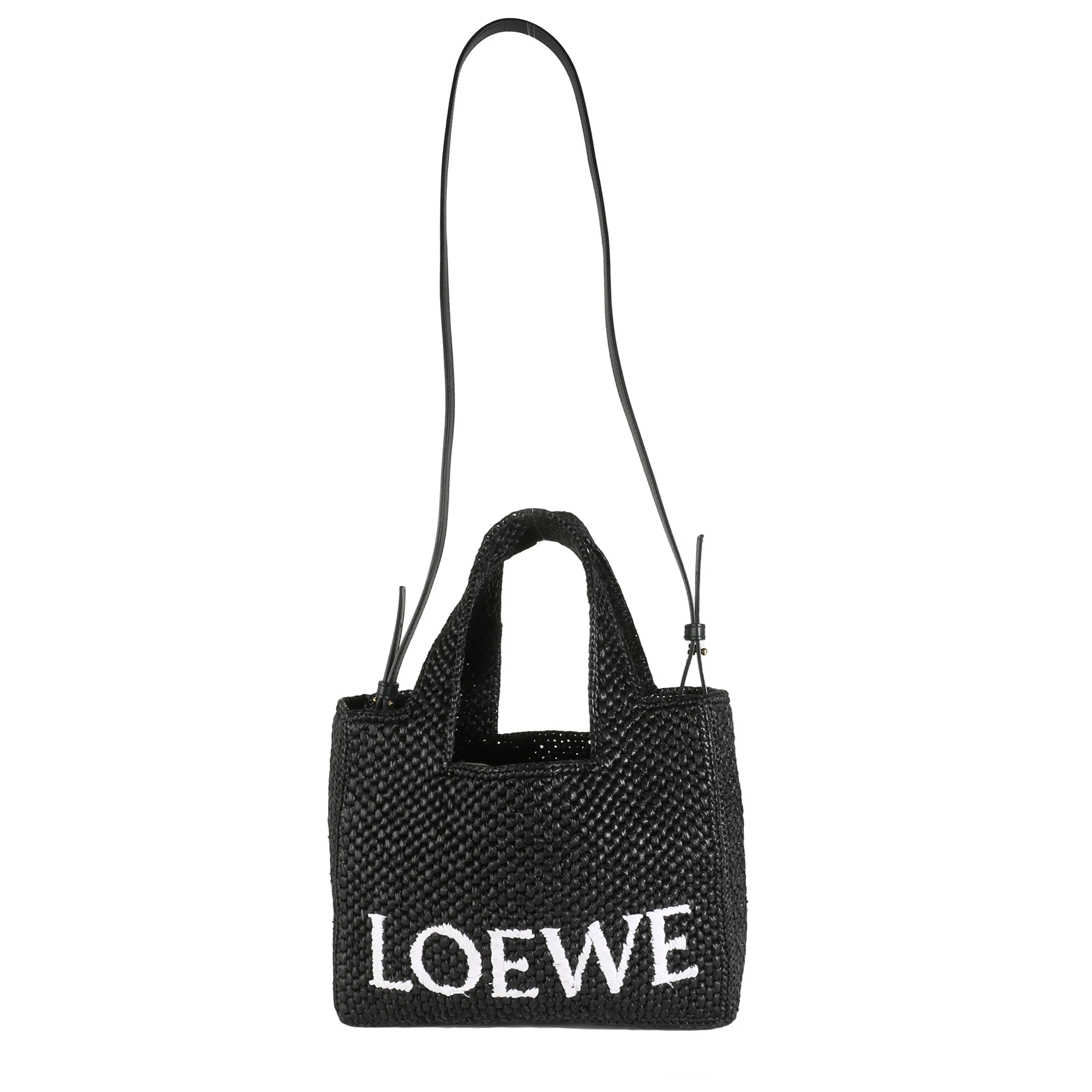 Black Raffia Blend Small Loewe Font Tote