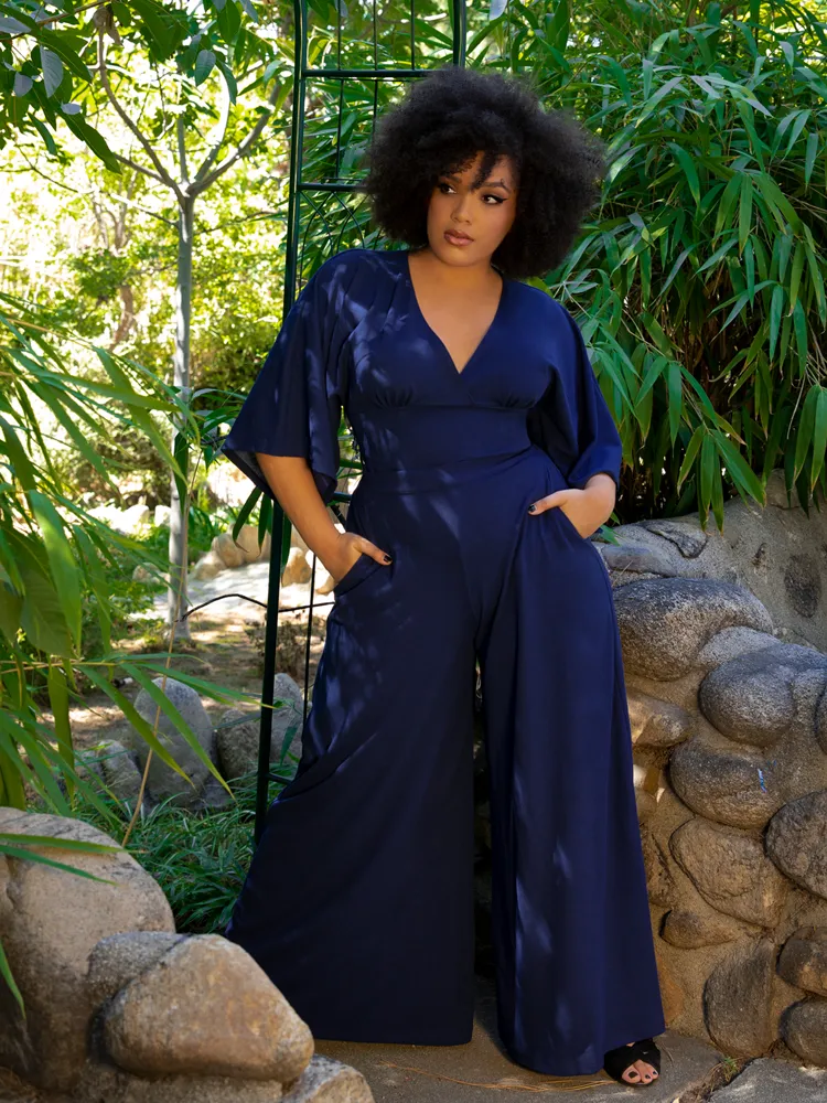 Black Widow Palazzo Pants in Navy