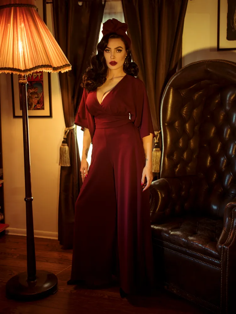 Black Widow Palazzo Pants in Oxblood