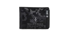 BNJ WALLET WITH SEPARATE CARD HOLDER  BLACK REFLECTIVE CAMOUFLAGE CALFSKIN