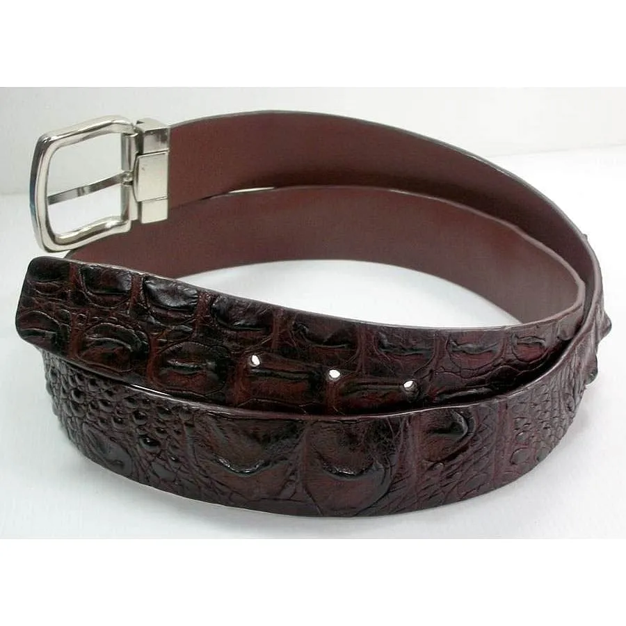 Bone Dark Brown Crocodile Belt