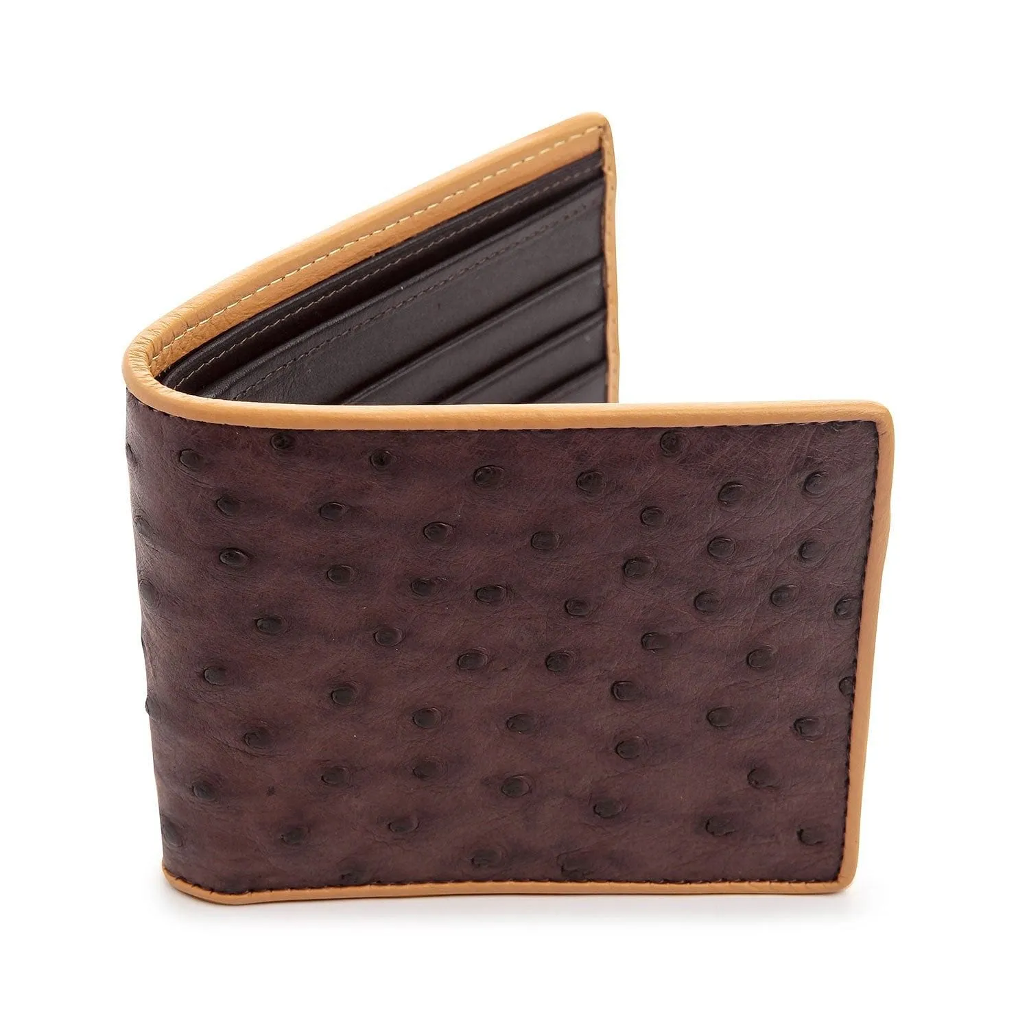 Brown Genuine Ostrich Leather Wallets