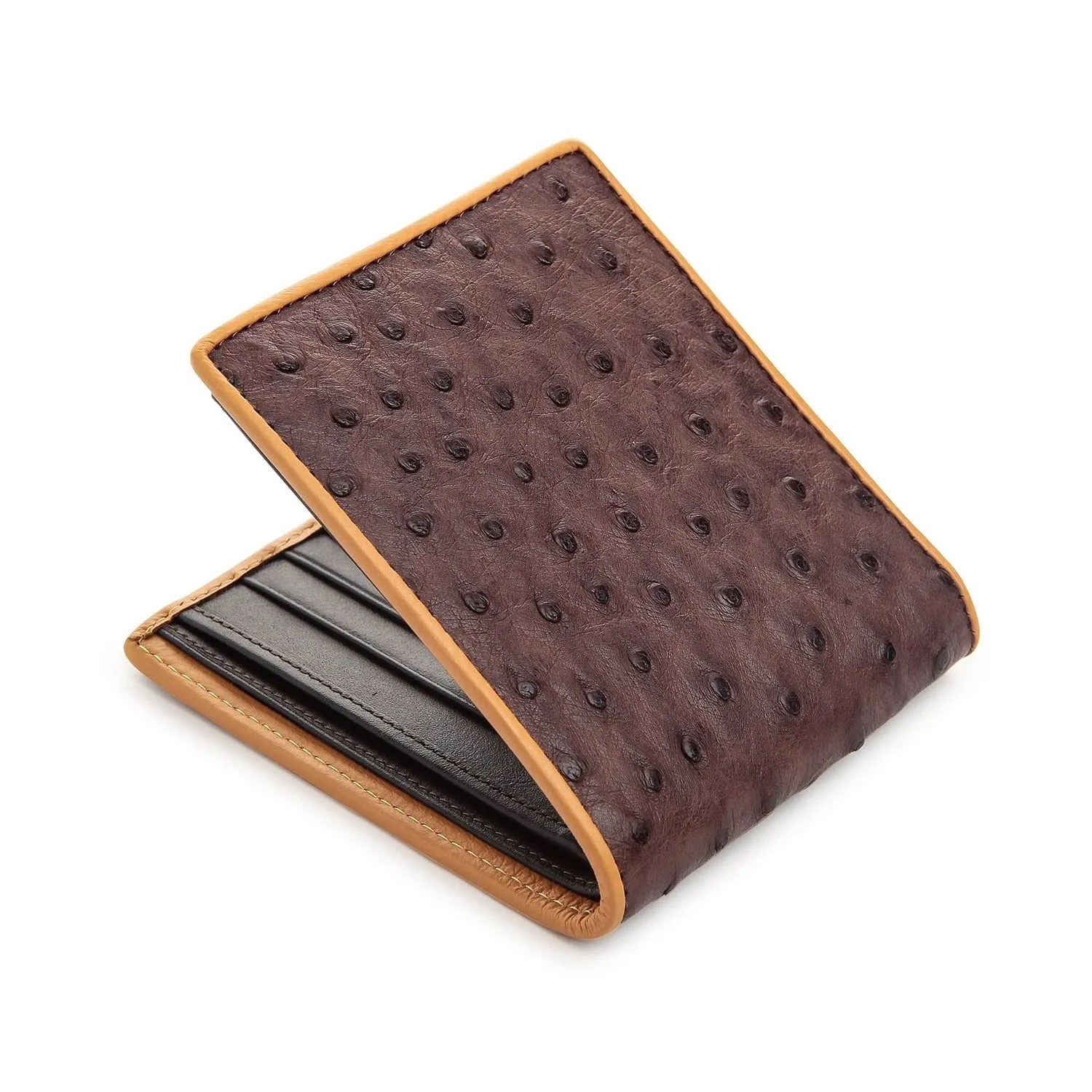 Brown Genuine Ostrich Leather Wallets