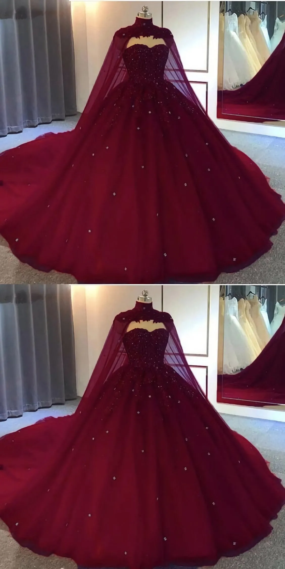 Burgundy Ball Gown Wedding Dresstulle Prom Dresses