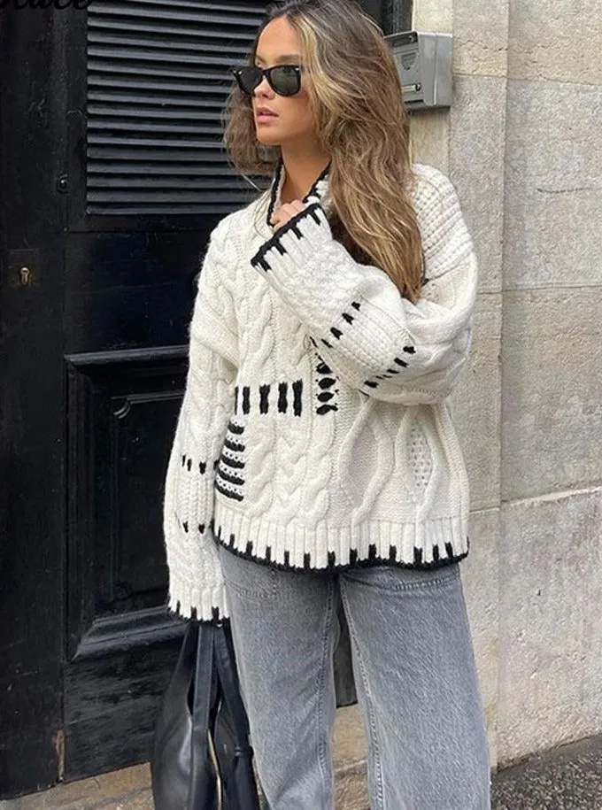 Cable Knitted Turtleneck Pullover Sweaters Woman Autumn Winter Long Sleeve Knitwear 2023 Female Casual All-Match Street Jumper