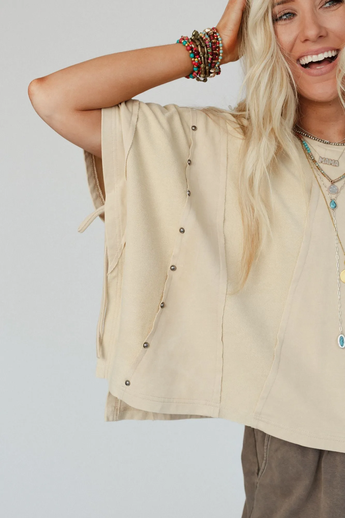 Cape Cod Studded Top - Tan