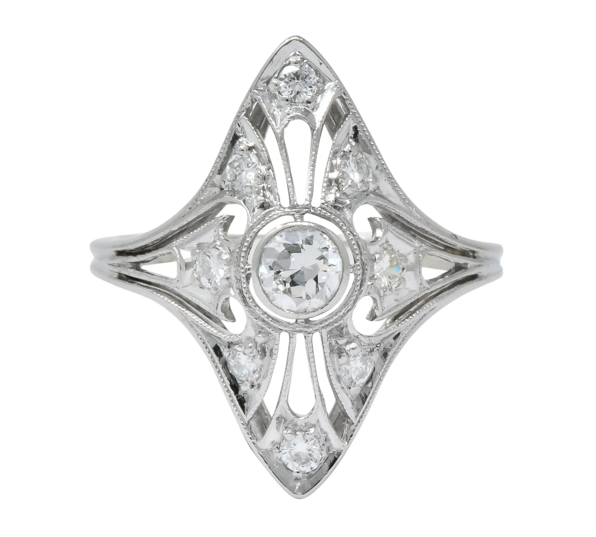 Carter & Gough Edwardian 0.50 CTW Diamond Platinum Navette Ring