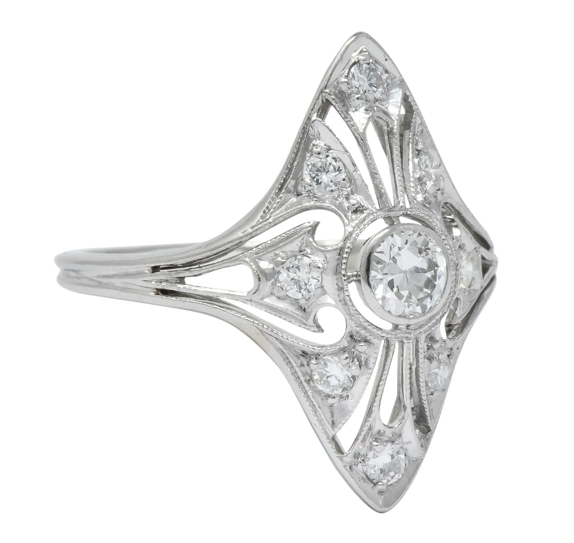 Carter & Gough Edwardian 0.50 CTW Diamond Platinum Navette Ring