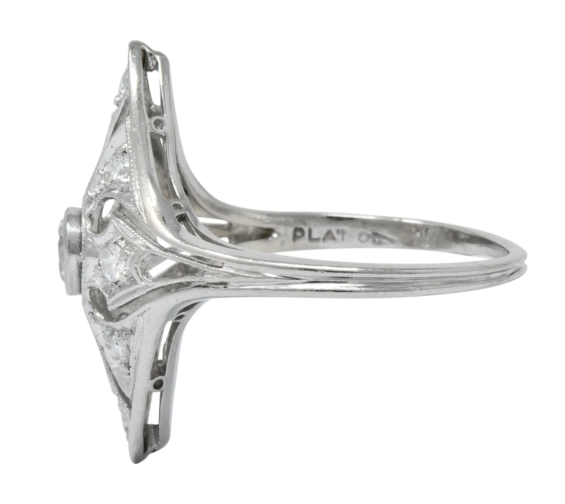 Carter & Gough Edwardian 0.50 CTW Diamond Platinum Navette Ring