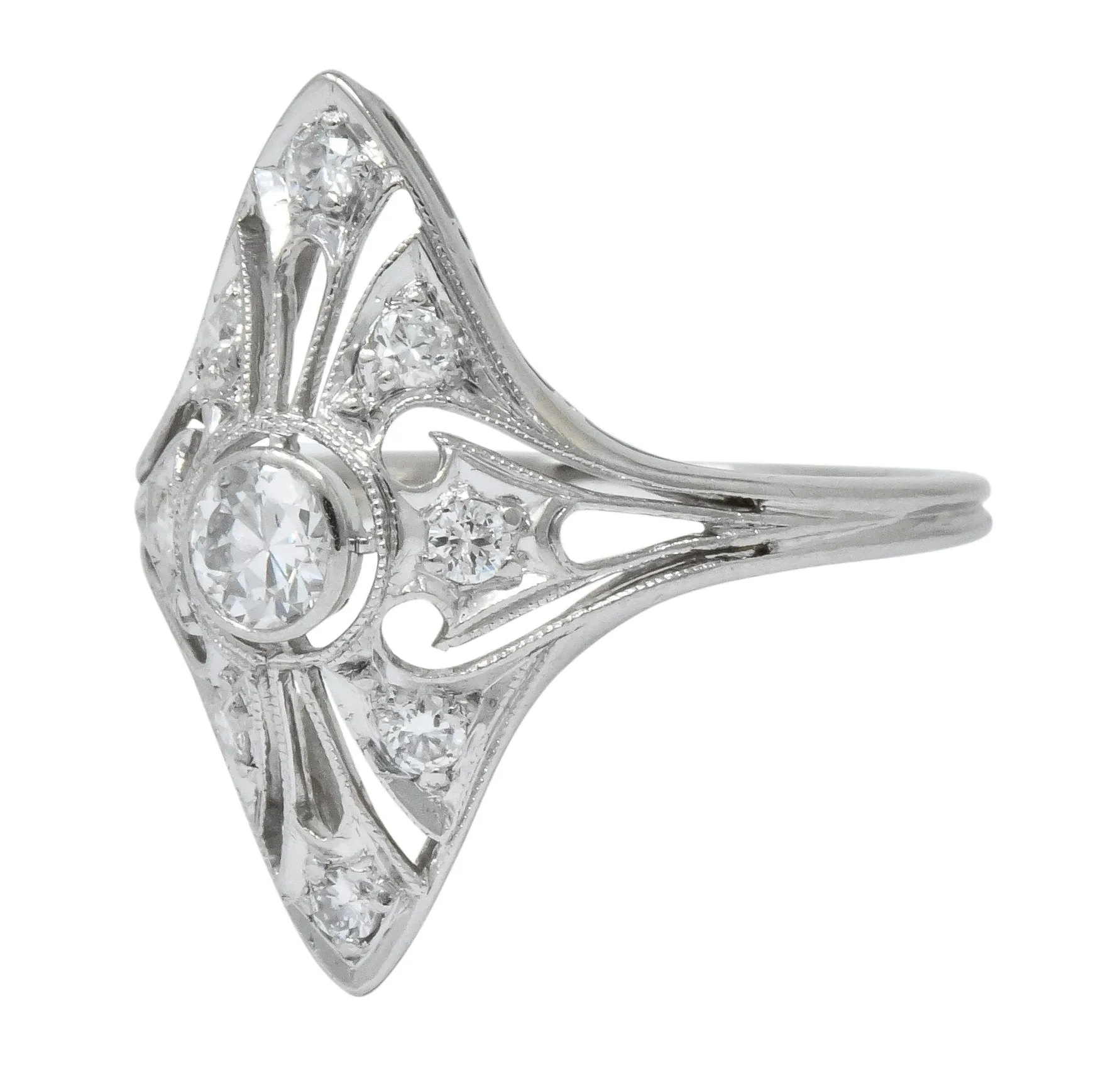 Carter & Gough Edwardian 0.50 CTW Diamond Platinum Navette Ring