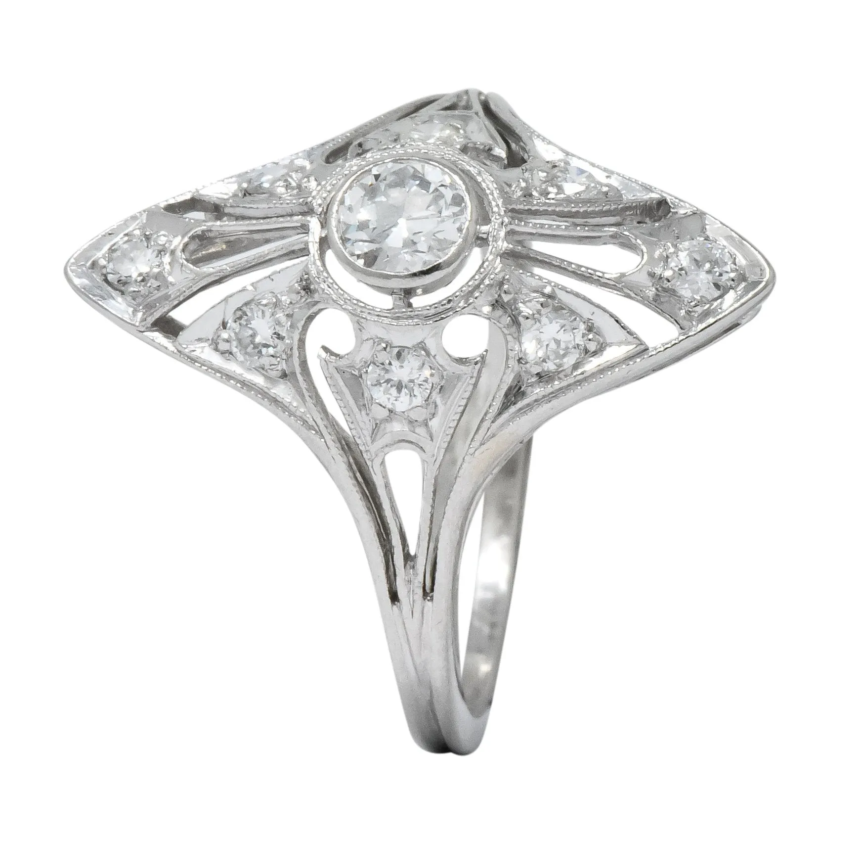 Carter & Gough Edwardian 0.50 CTW Diamond Platinum Navette Ring