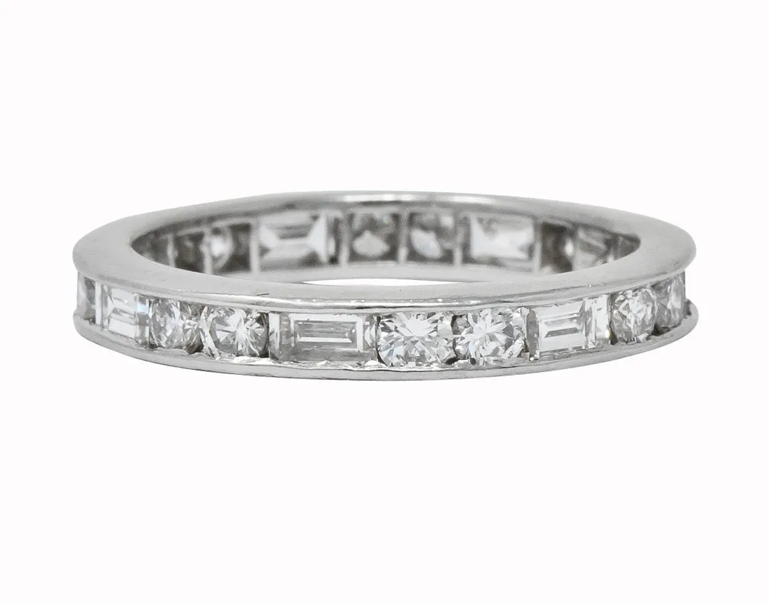 Cartier 1.75 CTW Round Brilliant Baguette Diamond Platinum Eternity Band Ring