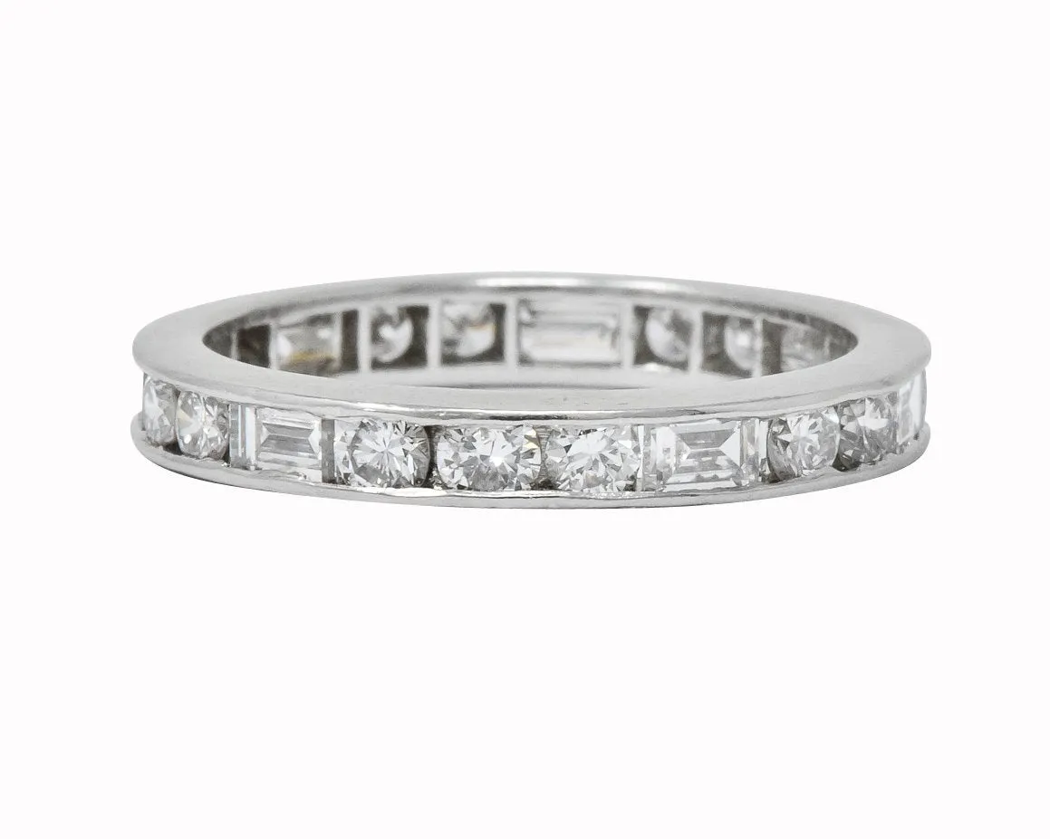 Cartier 1.75 CTW Round Brilliant Baguette Diamond Platinum Eternity Band Ring