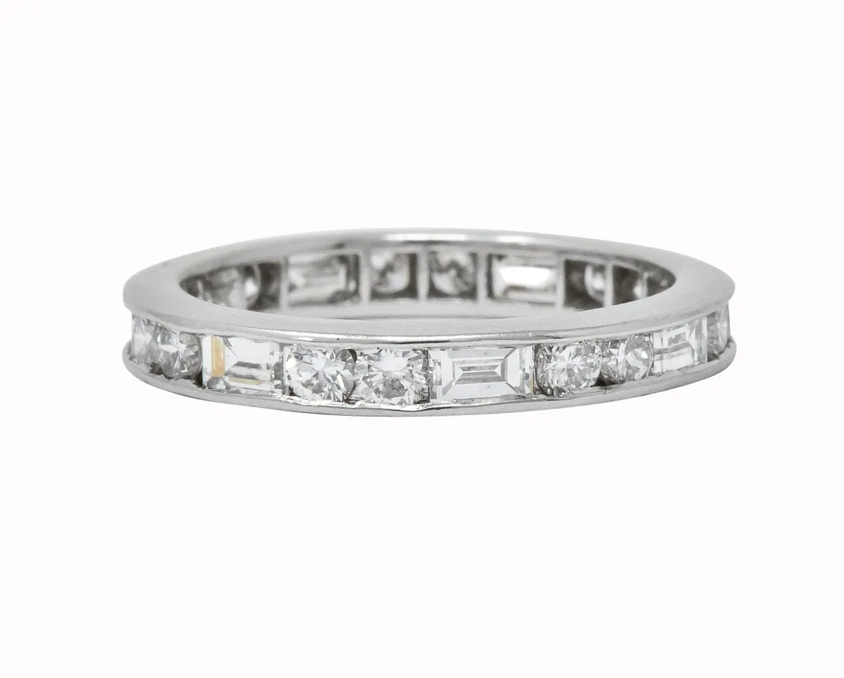 Cartier 1.75 CTW Round Brilliant Baguette Diamond Platinum Eternity Band Ring