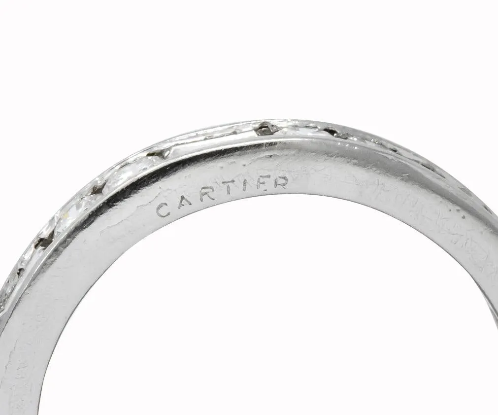 Cartier 1.75 CTW Round Brilliant Baguette Diamond Platinum Eternity Band Ring