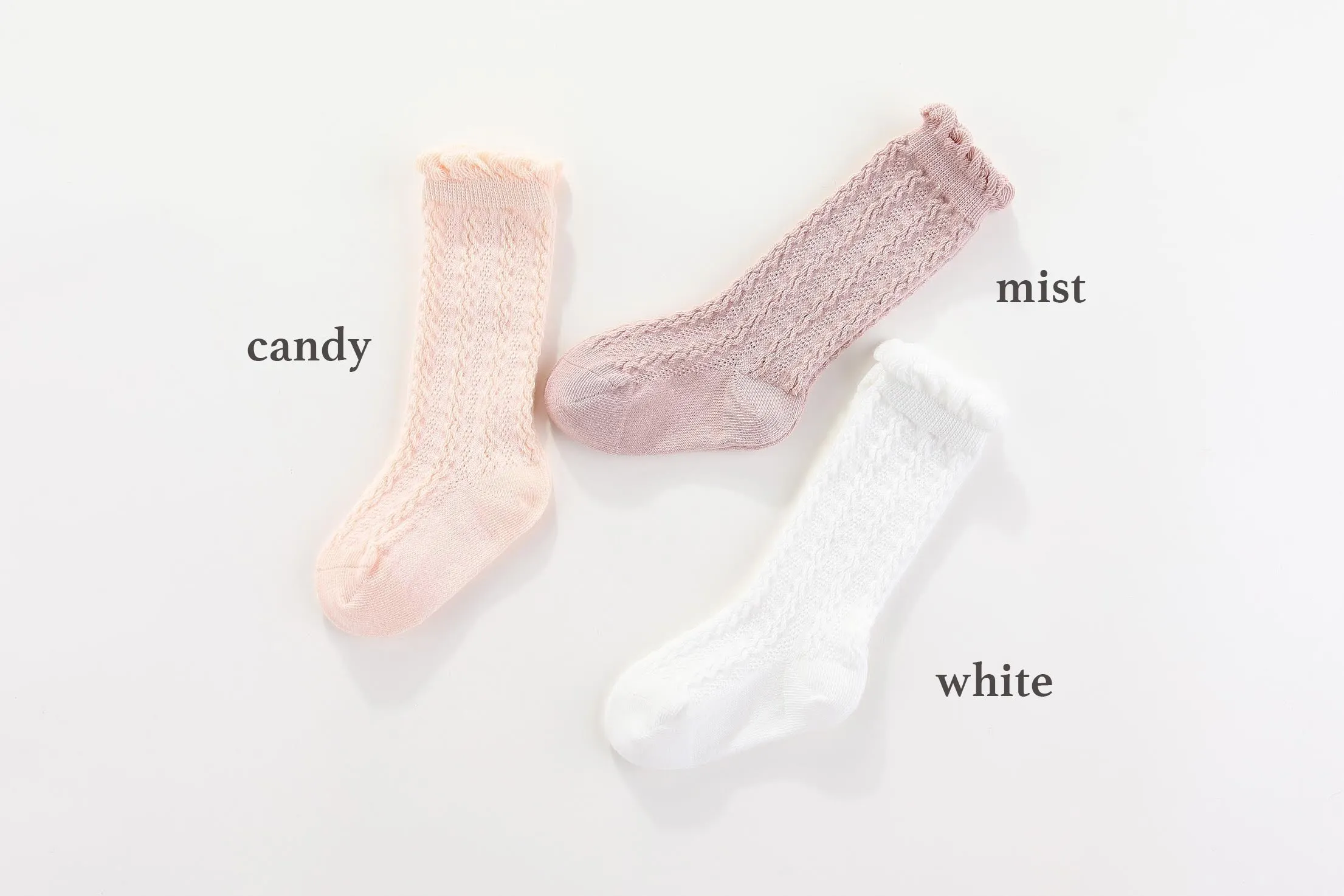 CHAIN KNEE HIGH SOCKS: white, mist, candy 0-1Y, 1-2Y, 2-4Y,