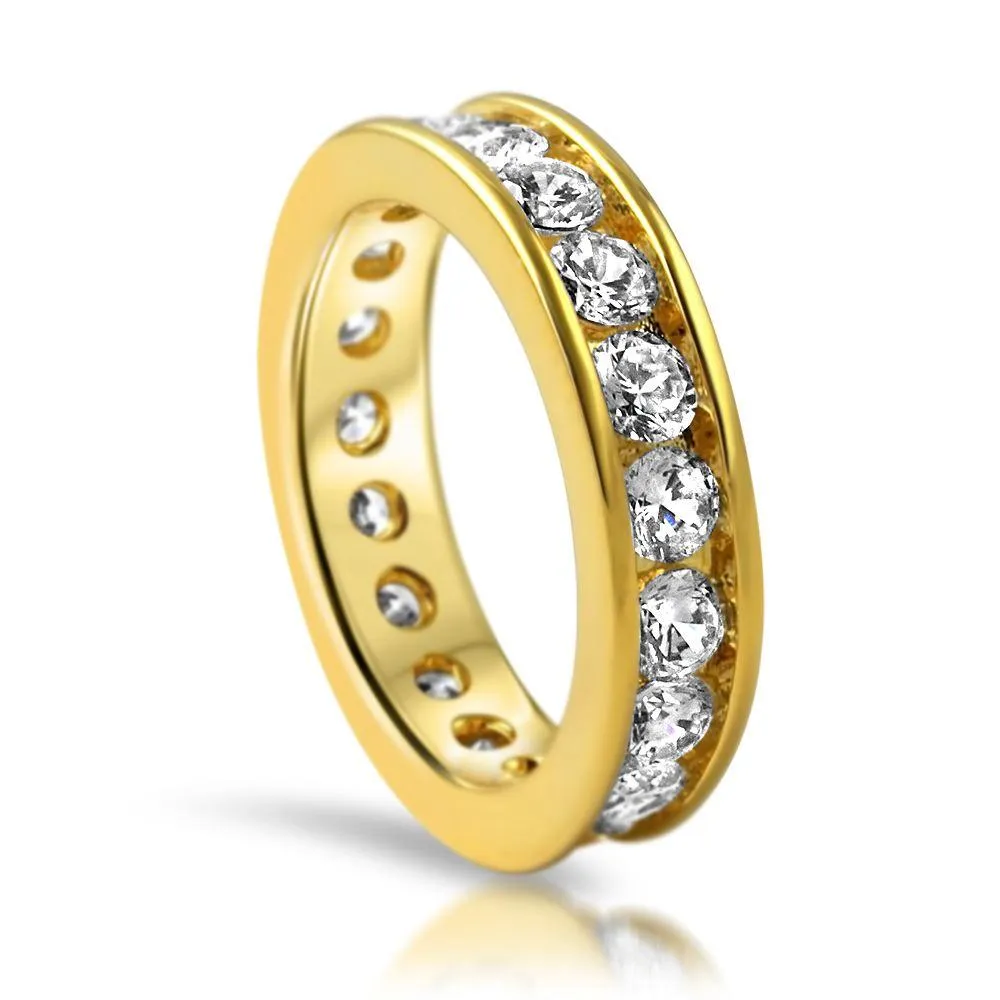 Channel Eternity Band CZ Bling Bling Ring in Gold