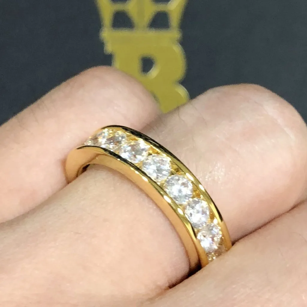 Channel Eternity Band CZ Bling Bling Ring in Gold