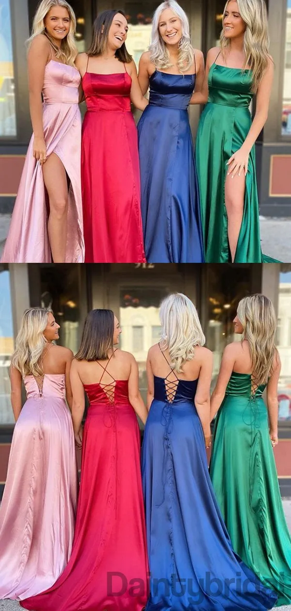 Charming A-line Side Slit Long Prom Dresses Evening Dresses.DB10307