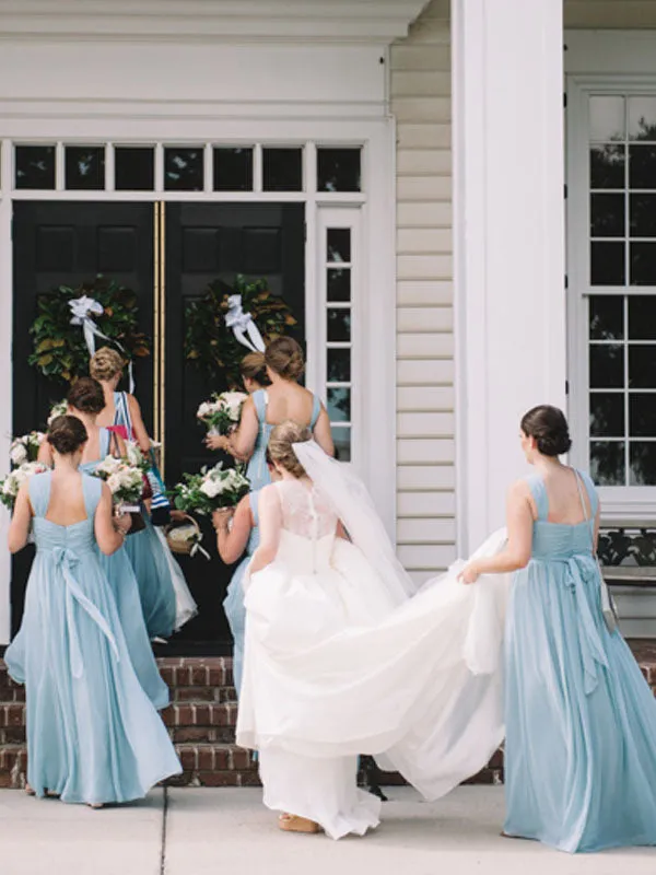 Charming Lace up Back Sleeveless Floor-length Long Bridesmaid Dresses.DB10748