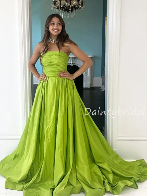 Charming Straight Satin A-line Long Prom Dresses Evening Dresses.DB10569