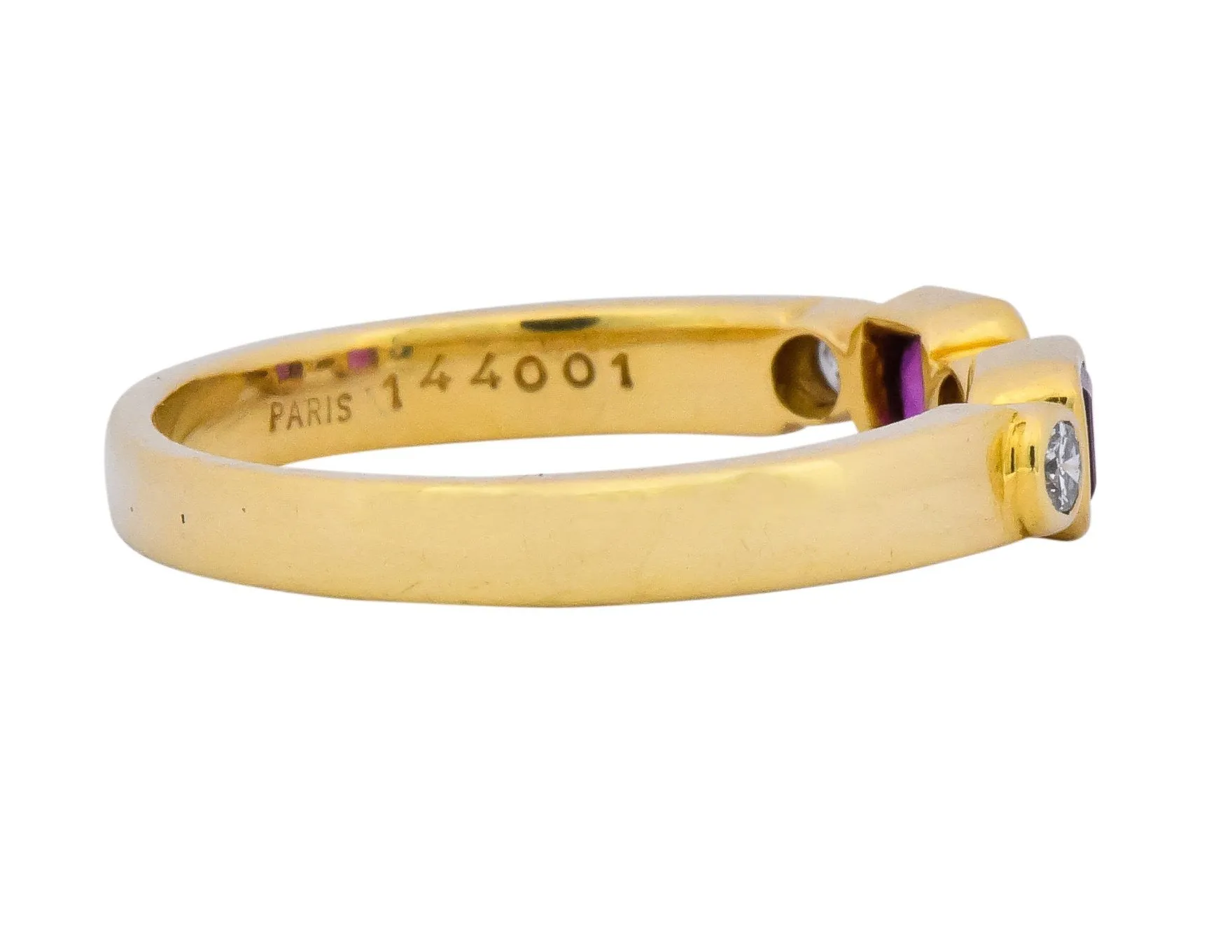 Chaumet Paris Ruby Diamond 18 Karat Gold Stacking Ring