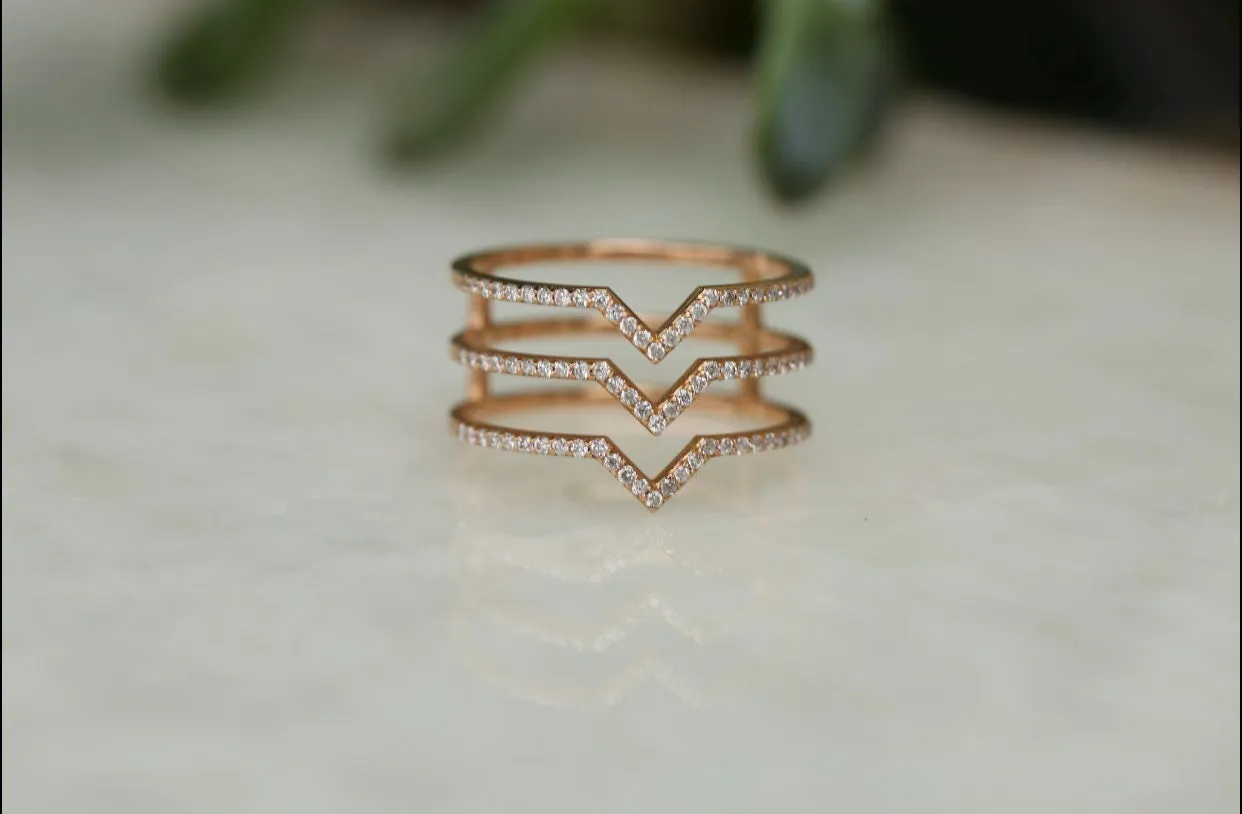 Chevron Diamond Ring