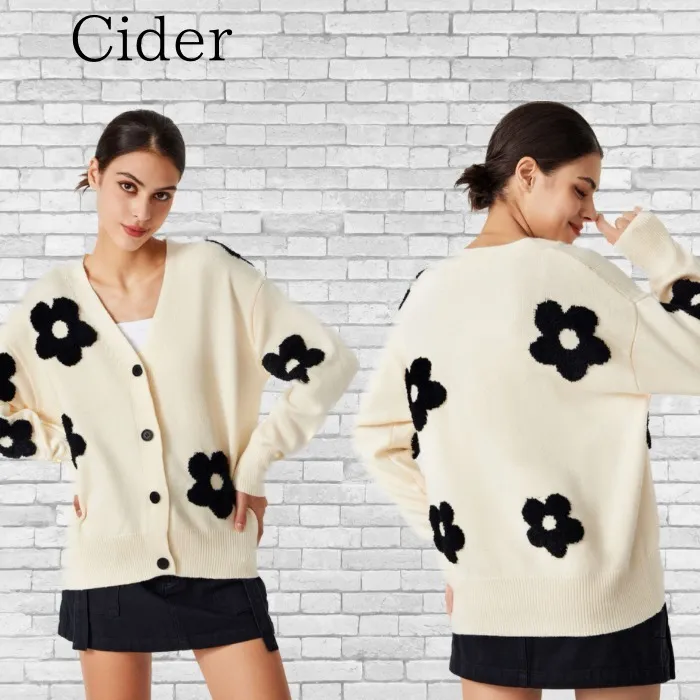 Cider  |Flower Patterns Casual Style Nylon Long Sleeves Cardigans