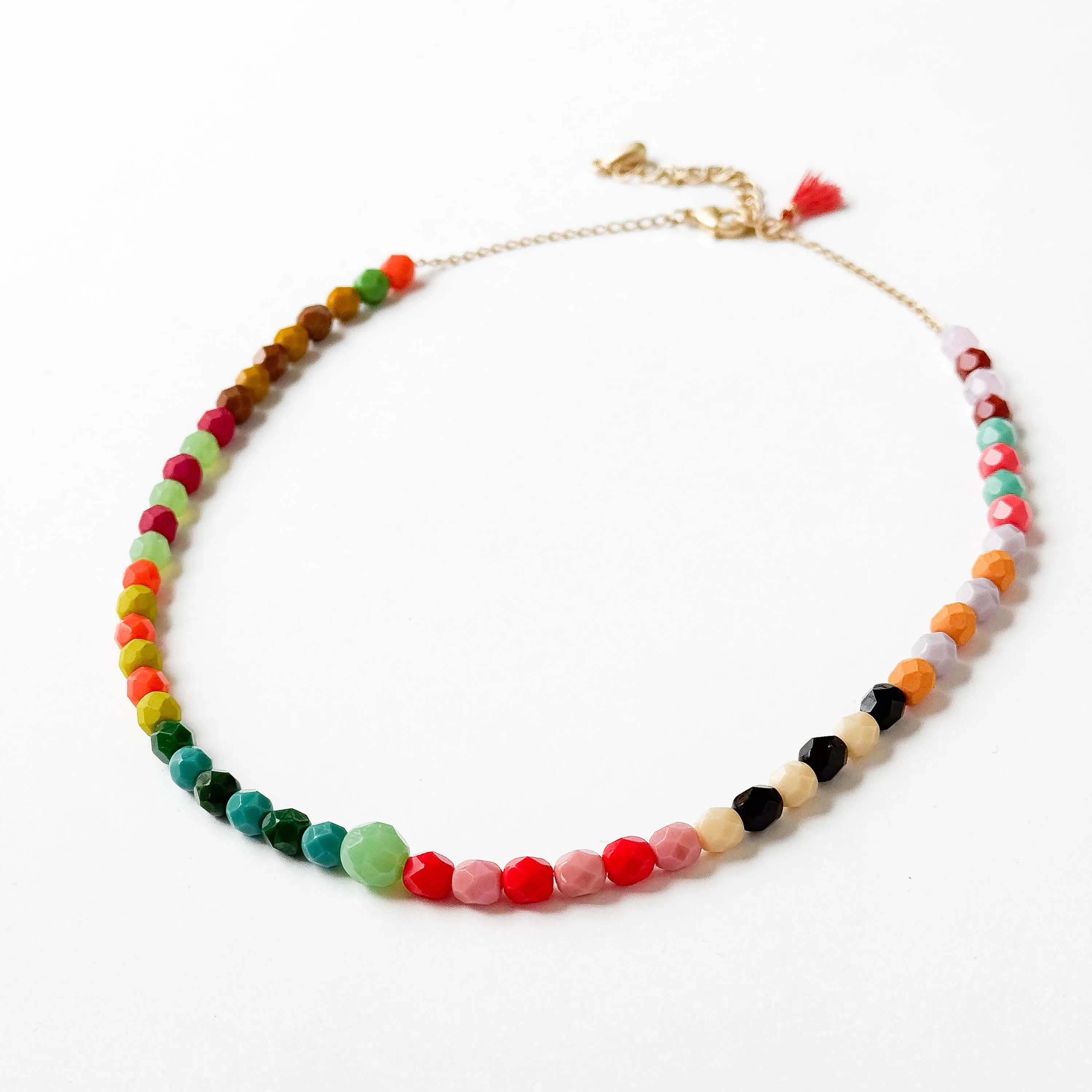 Colorful Beaded Necklace with Tassel - WS