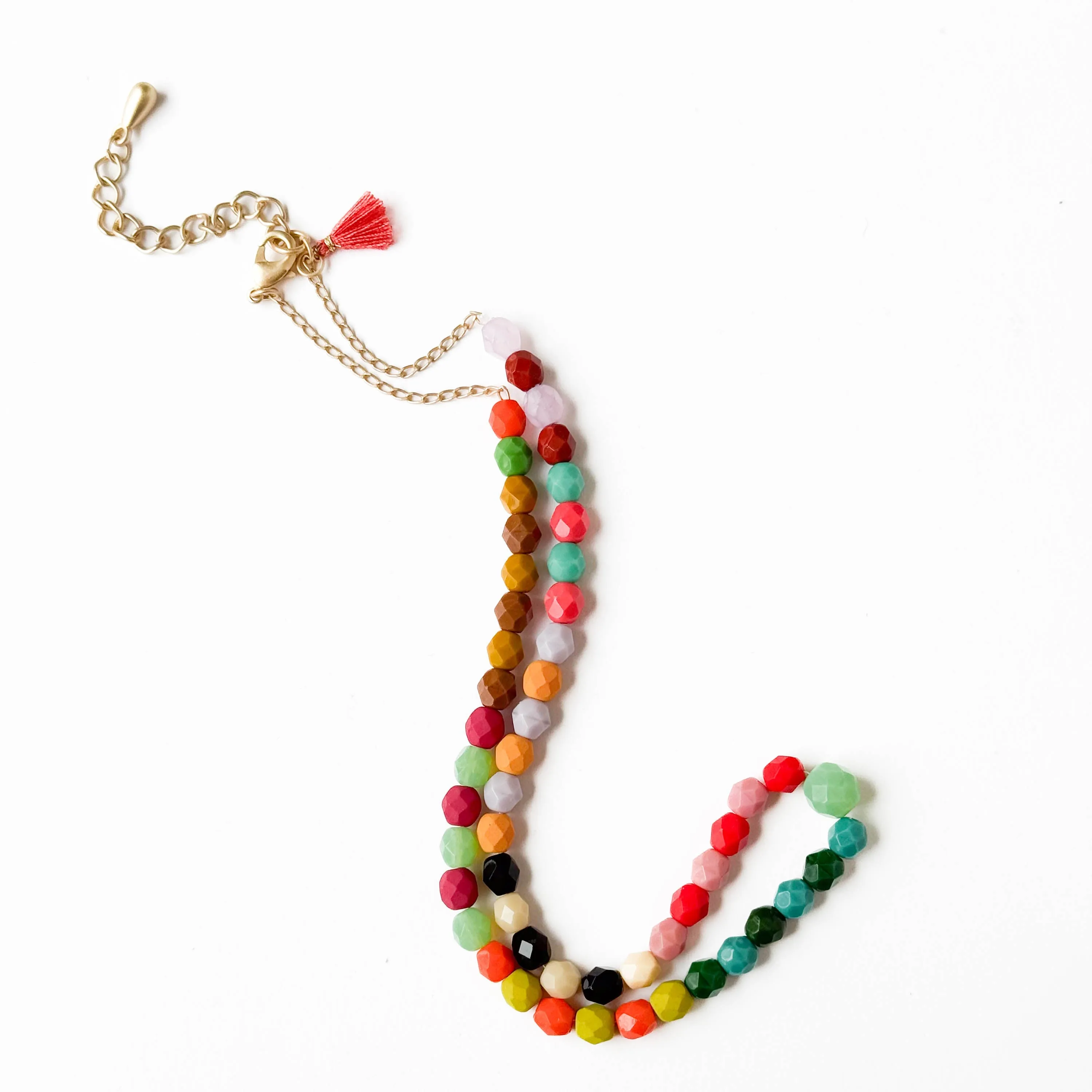 Colorful Beaded Necklace with Tassel - WS