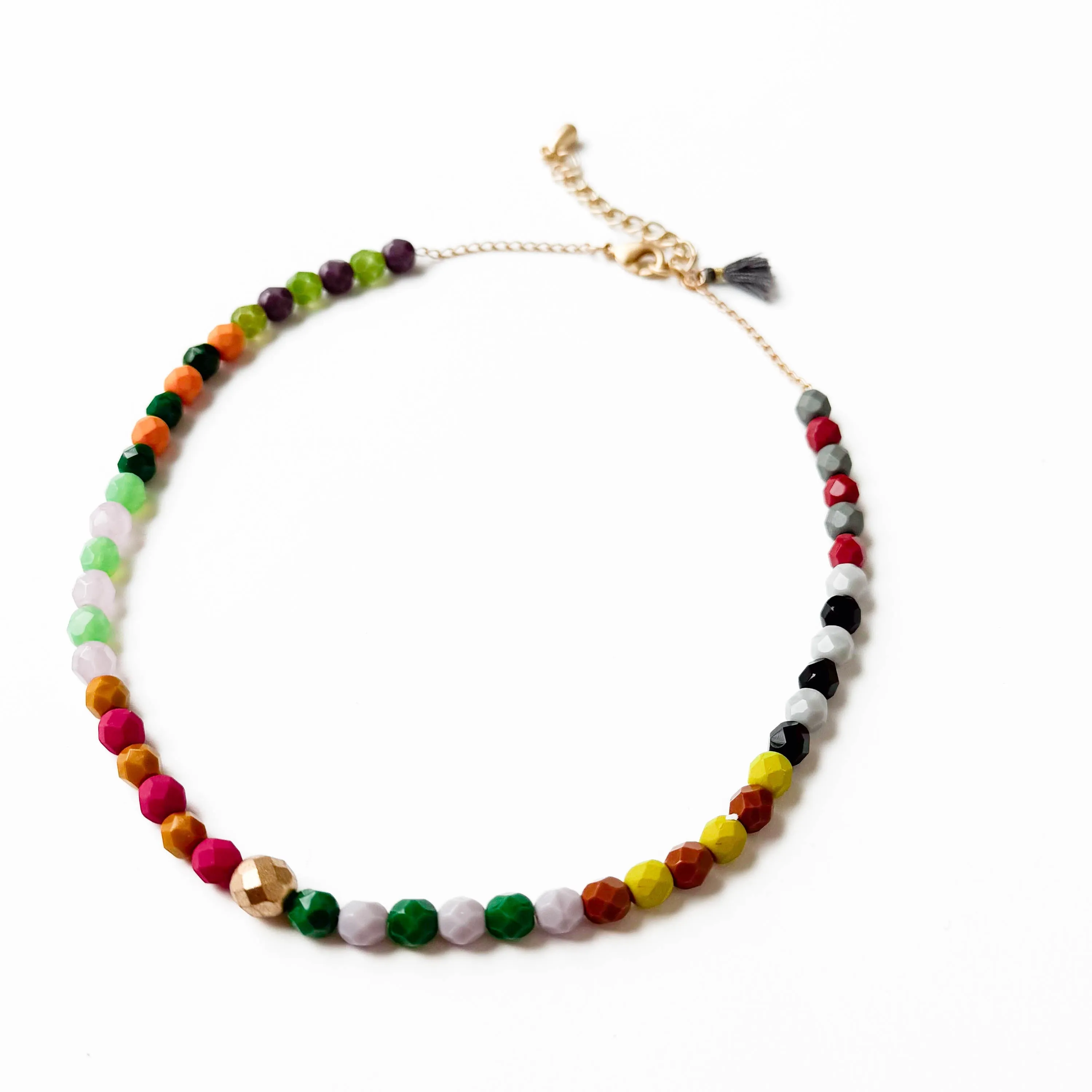 Colorful Beaded Necklace with Tassel - WS