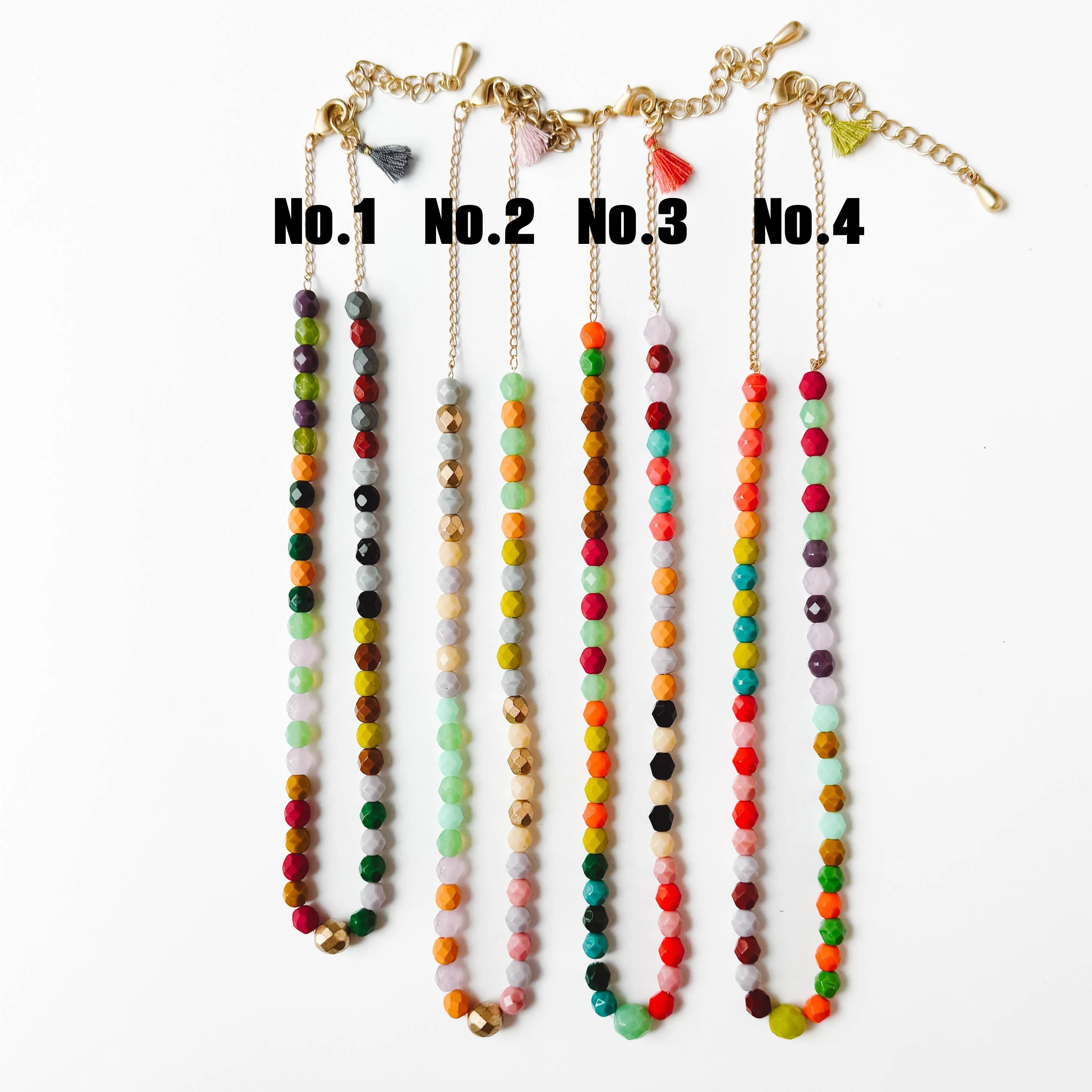 Colorful Beaded Necklace with Tassel - WS