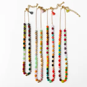 Colorful Beaded Necklace with Tassel - WS