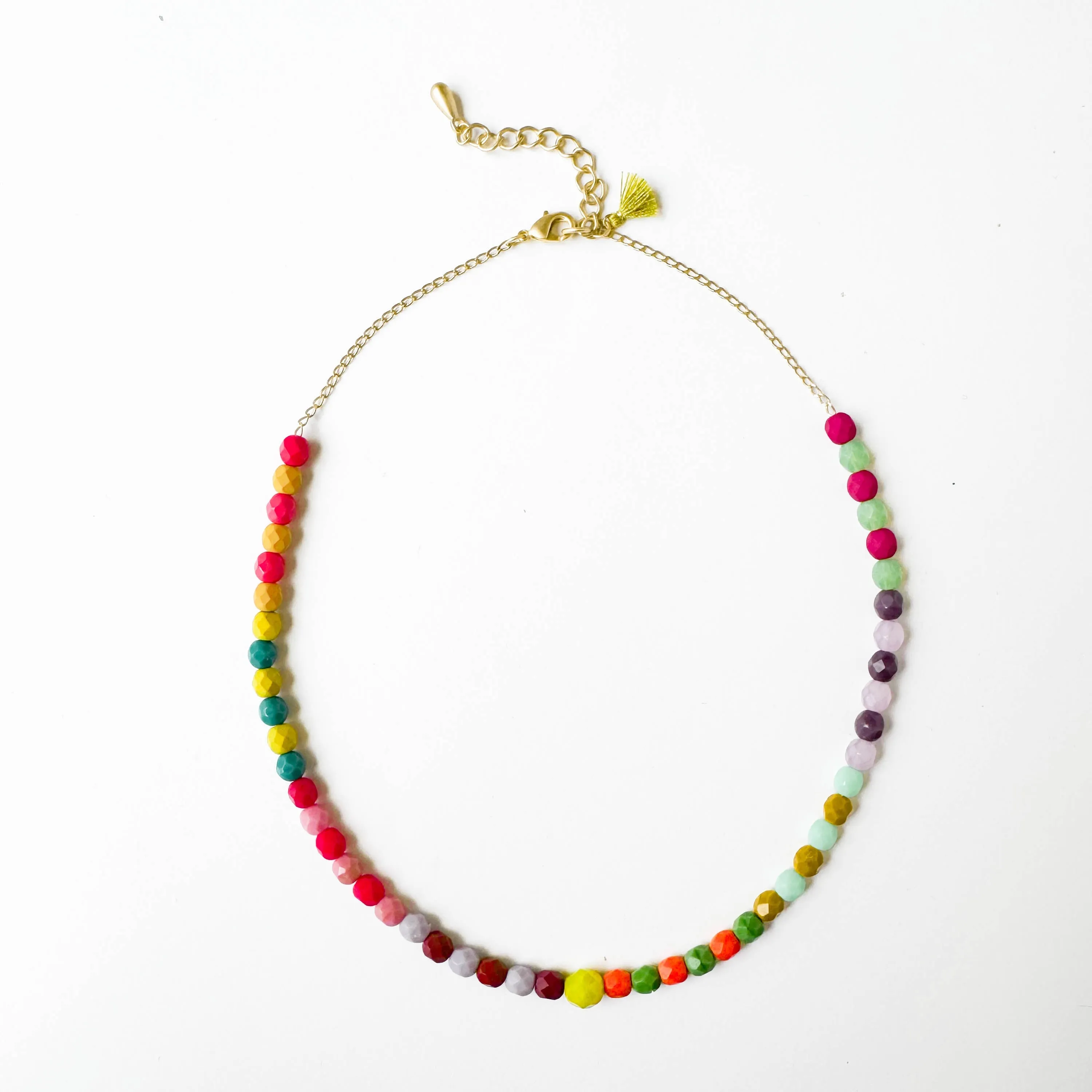 Colorful Beaded Necklace with Tassel - WS