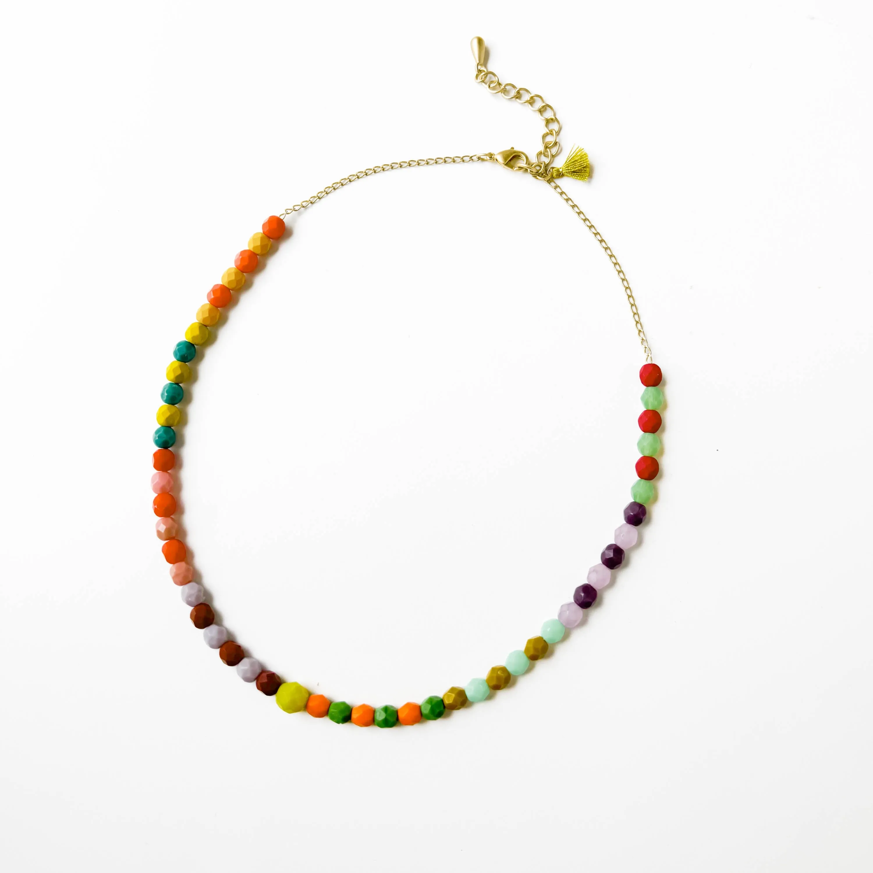 Colorful Beaded Necklace with Tassel - WS