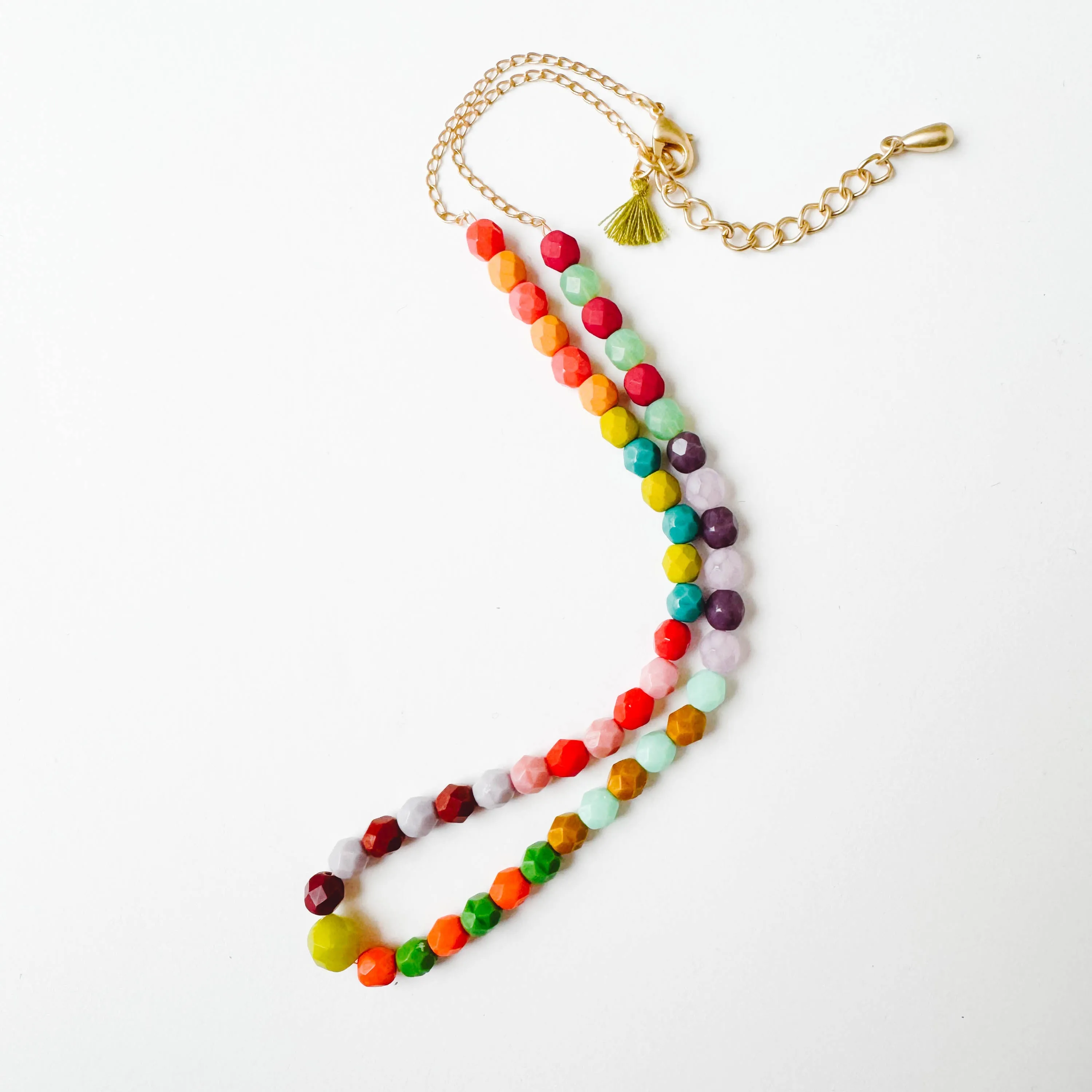 Colorful Beaded Necklace with Tassel - WS