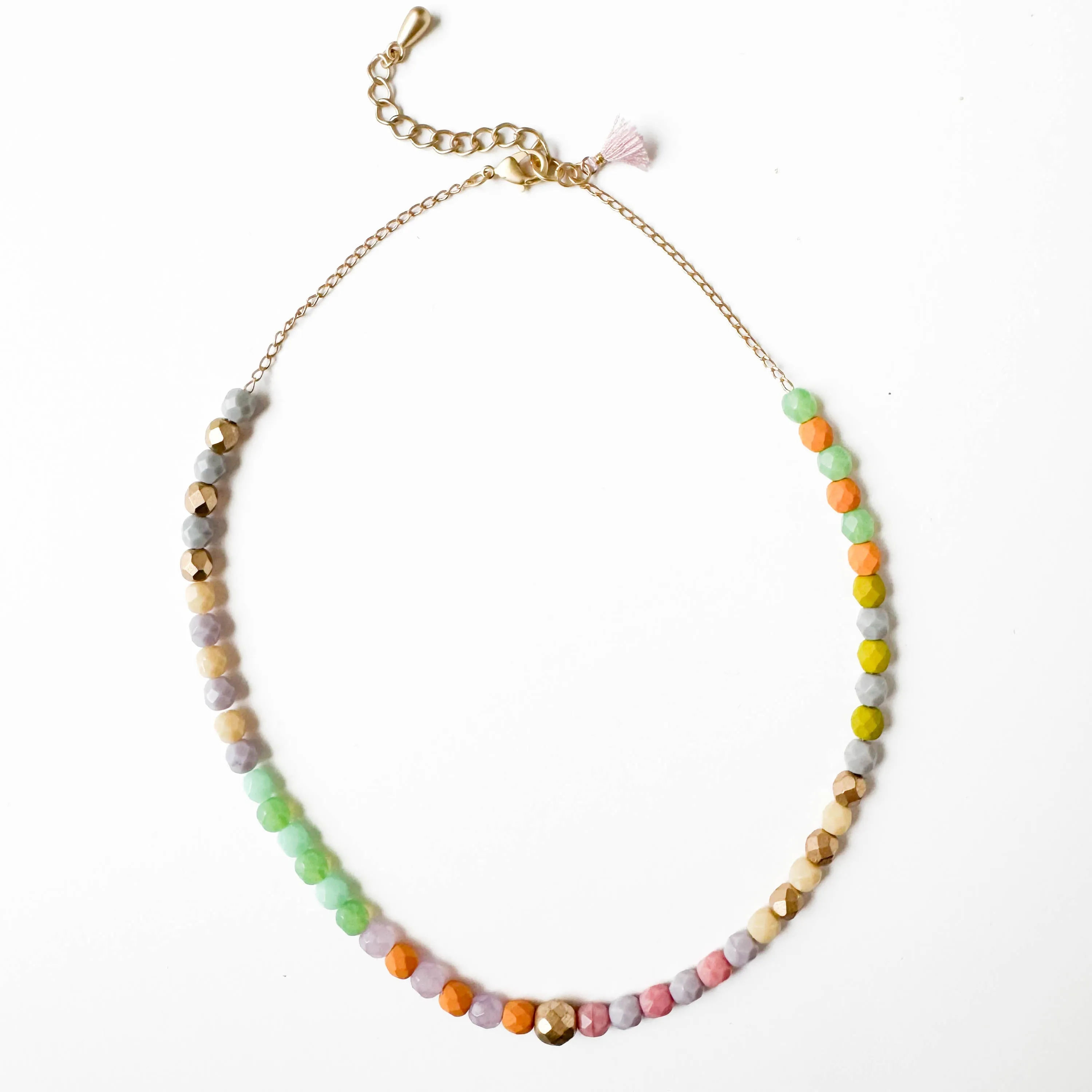 Colorful Beaded Necklace with Tassel - WS