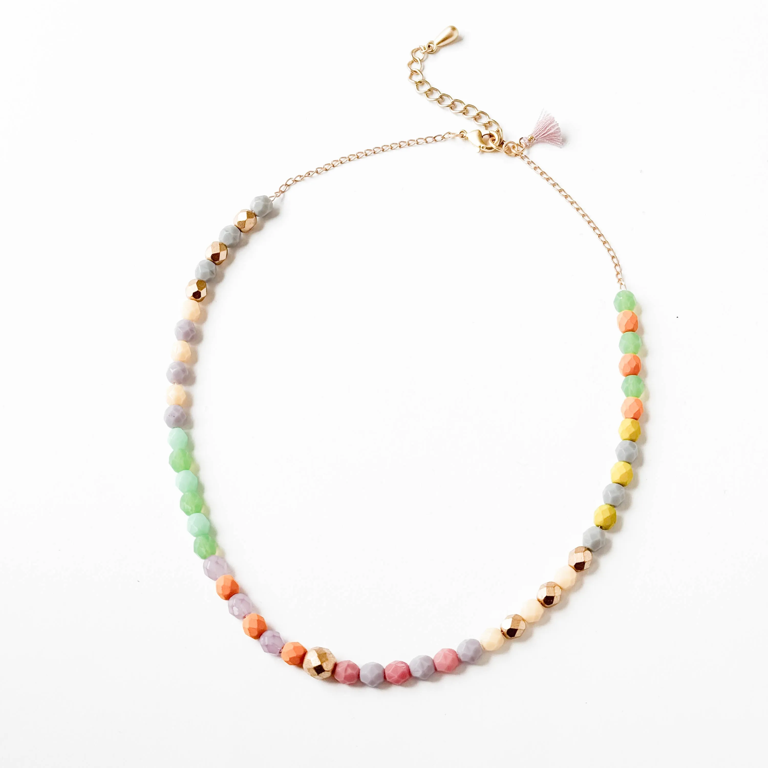 Colorful Beaded Necklace with Tassel - WS