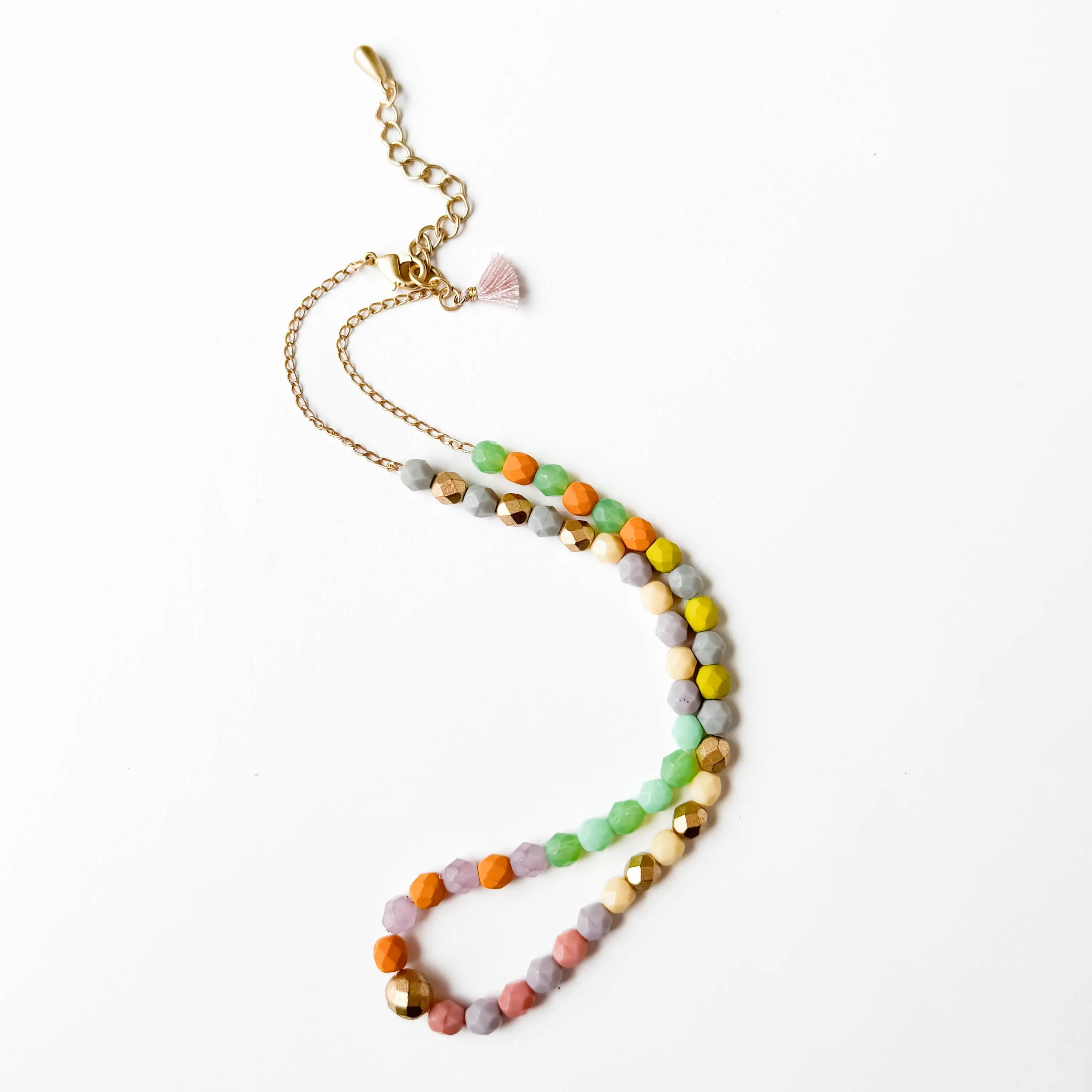 Colorful Beaded Necklace with Tassel - WS