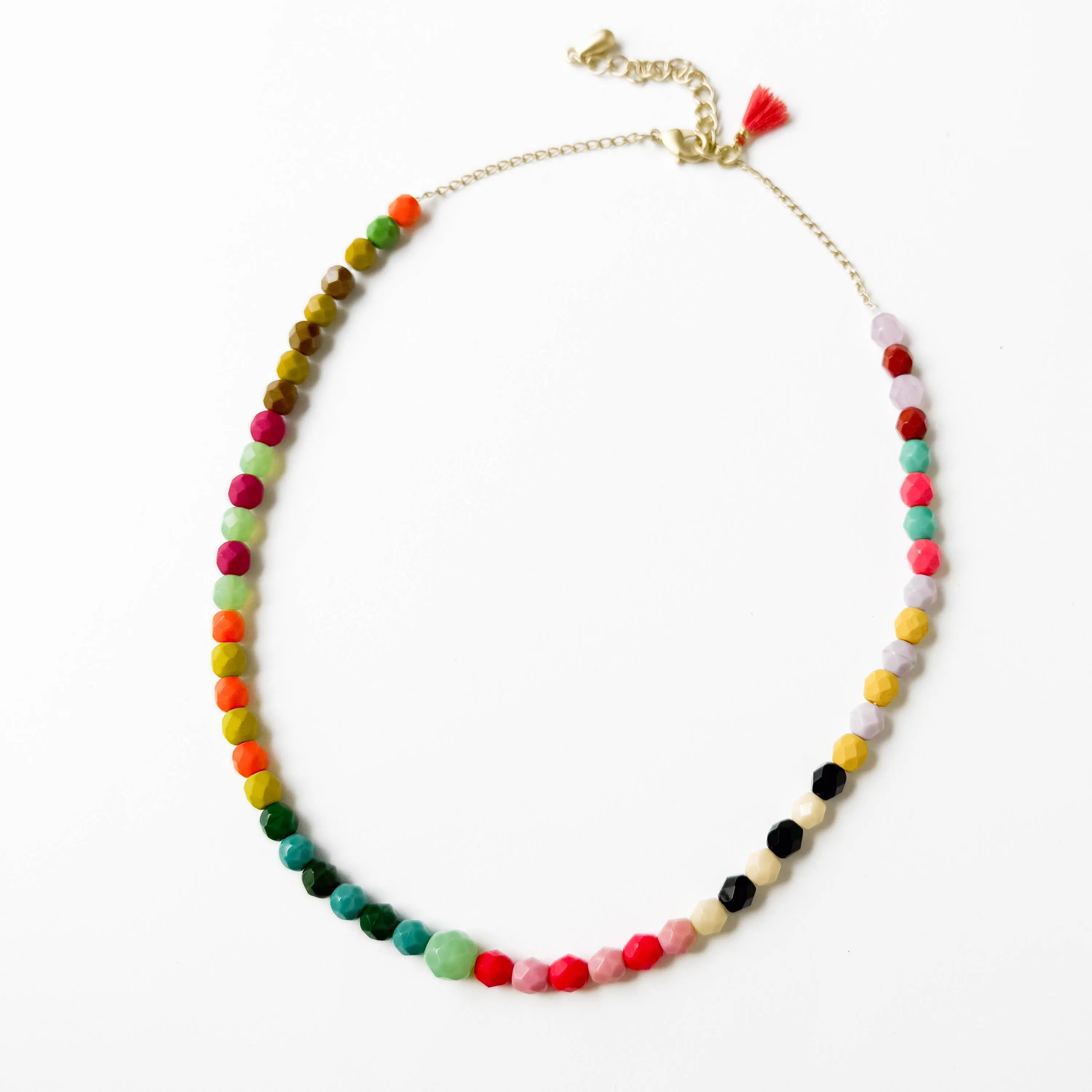 Colorful Beaded Necklace with Tassel - WS